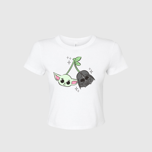 YODA VADER CHERRY CROPPED BABY TEE